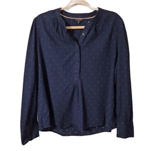 Lucky Brand navy blue with white polka dots top